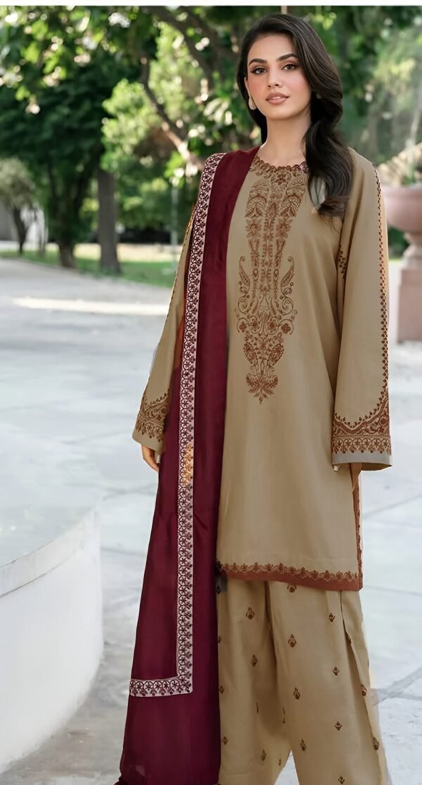 Baroque New Dhanak Embroidered 3-Piece Suit