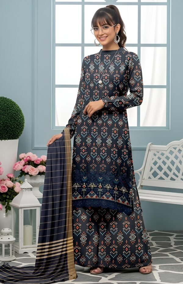 Bint-e-Naz Printed Khaddar 3-Piece Suit