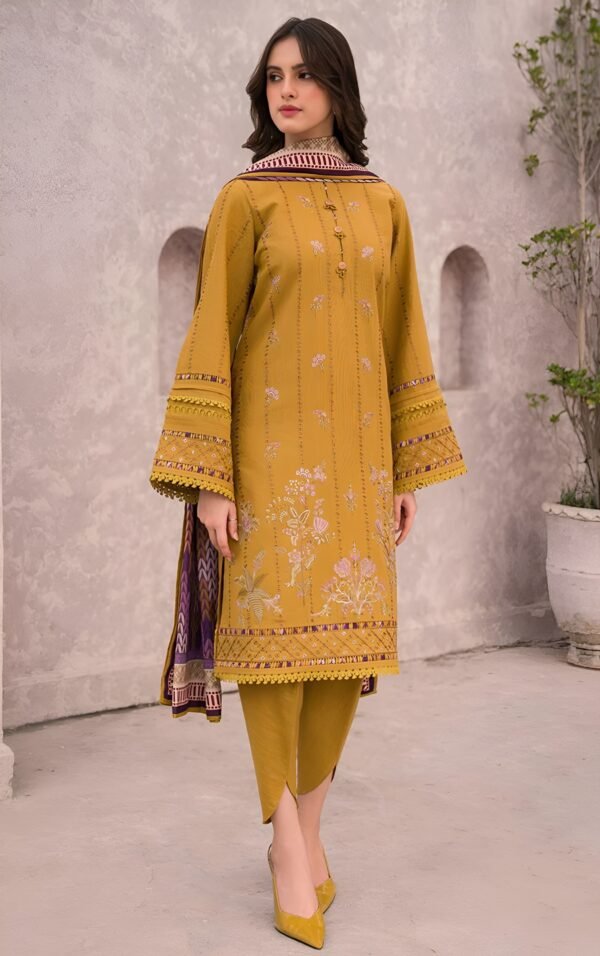 Jazmin 6341 Dhanak Embroidered 3 Piece Suit